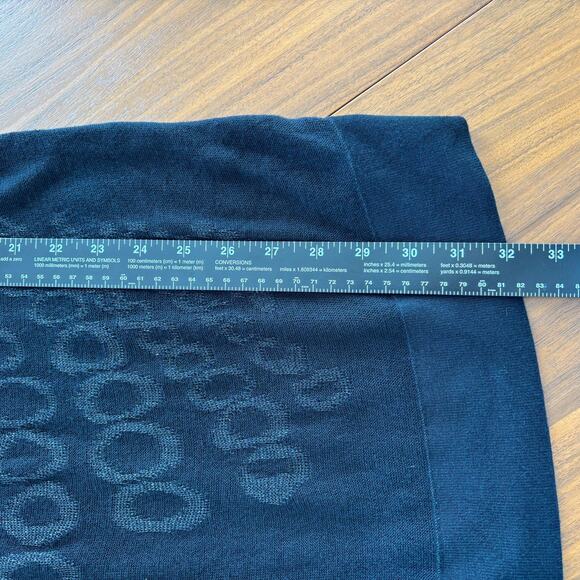 Tricot Joli Black Knit Tunic Shimmer Leopard Print Black Cowl Neck Size Large - Picture 5 of 9